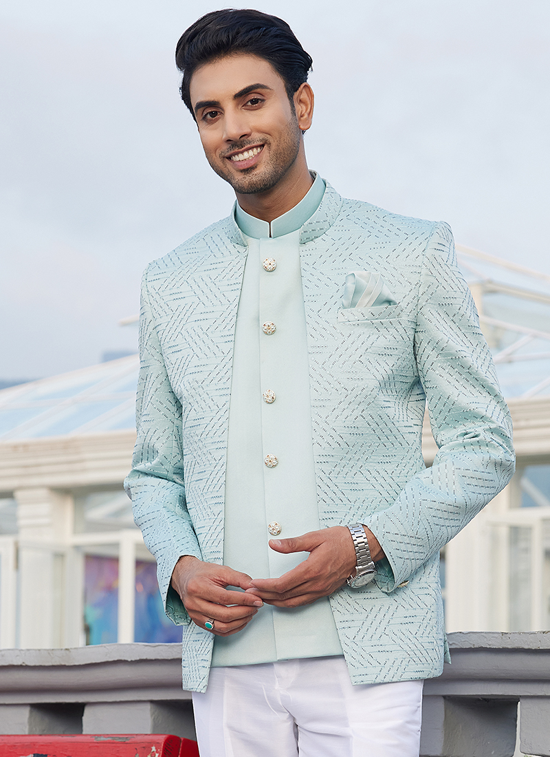 Bottle Green Jodhpuri  Art work Silk Pant main image 1